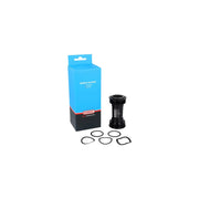 Zwarte Elvedes Trapas Cupset Threatfit T47 DUB 86mm voor fietstraps, zichtbaar met componenten op afbeelding.