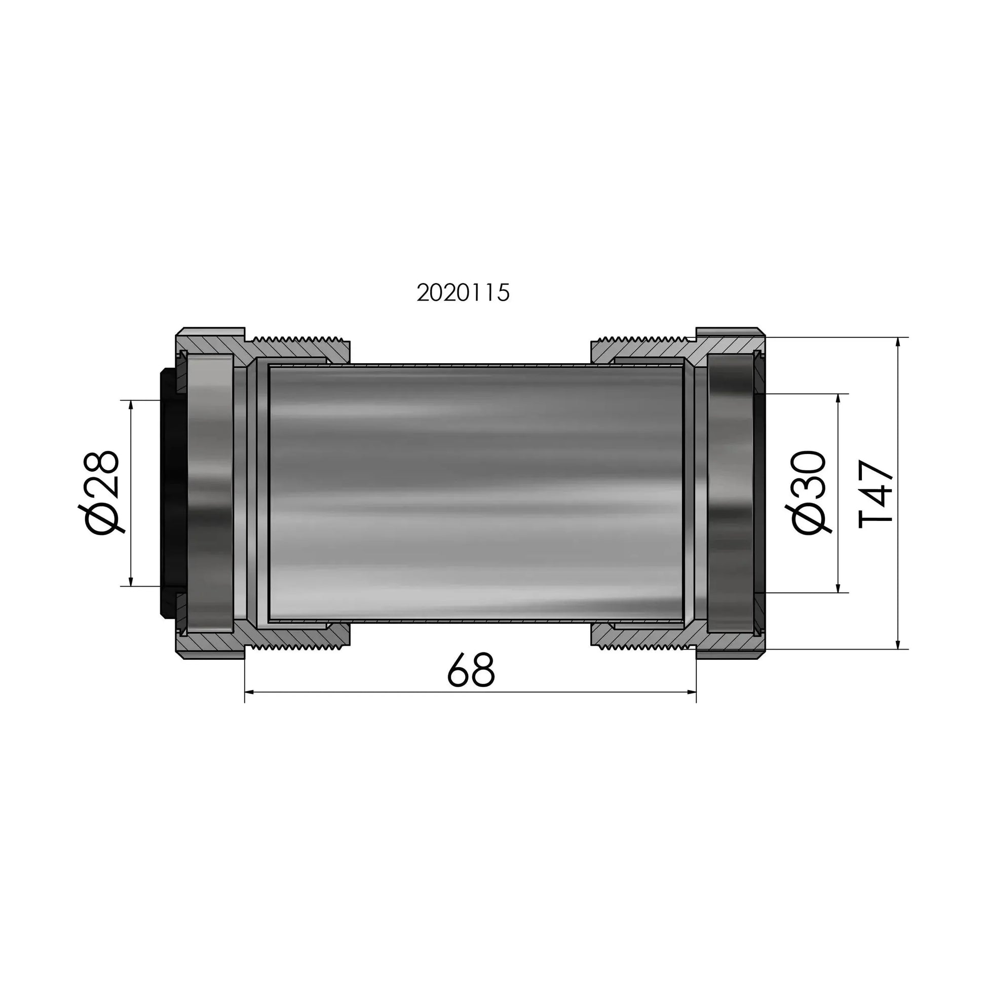Elvedes Trapas Thread Fit T47 Praxis Intern 68 Mm - Le Coq Wielerartikelen