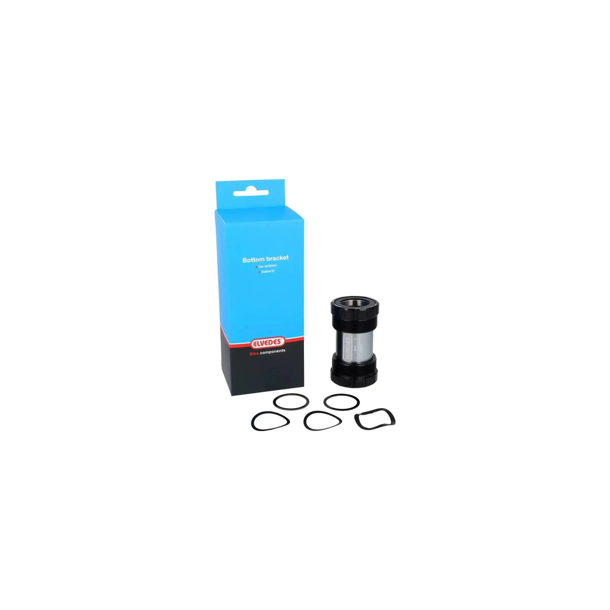 Elvedes Trapas Thread Fit T47 Praxis intern 68 mm, zwart, met metalen bevestigingspunten voor fietsversnellingssystemen