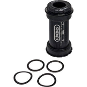 Elvedes Trapas Adapter Twistfit BB rechts Shimano 24mm, fietsonderdeel voor trapasinstallatie, zwart en roestvrij staal.