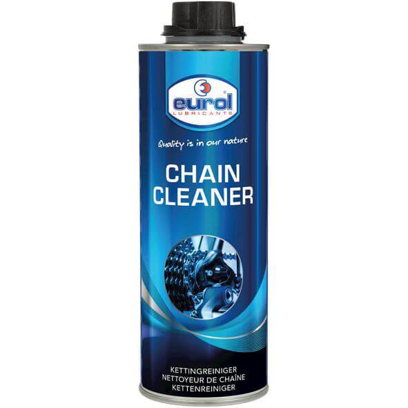 Eurol kettingreiniger in 500 ml fles, ontvetter voor het schoonmaken en onderhouden van kettingen.