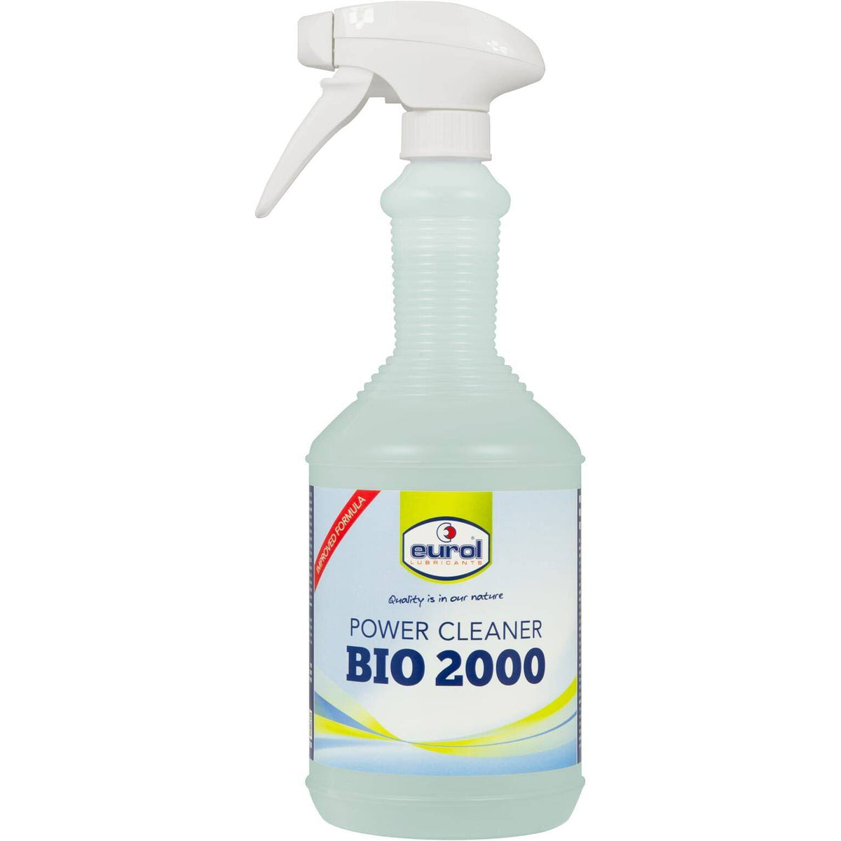 Eurol Power Cleaner Bio 1L, milieuvriendelijke schoonmaakmiddel in een groene fles met doseerhuls, klaar voor gebruik.