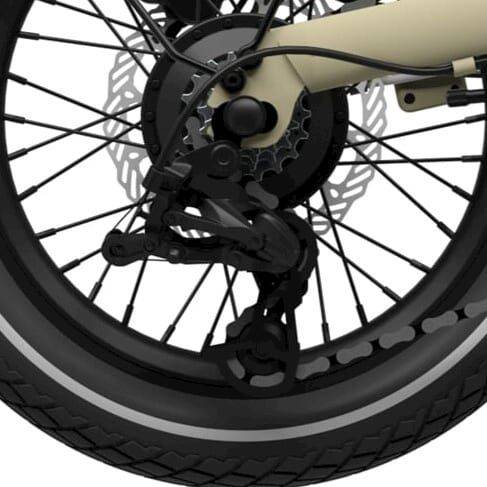 Eovolt MX4 derailleur met 4 versnellingen, zwart en compact, ontworpen voor fietsen, zichtbaar in de afbeelding.