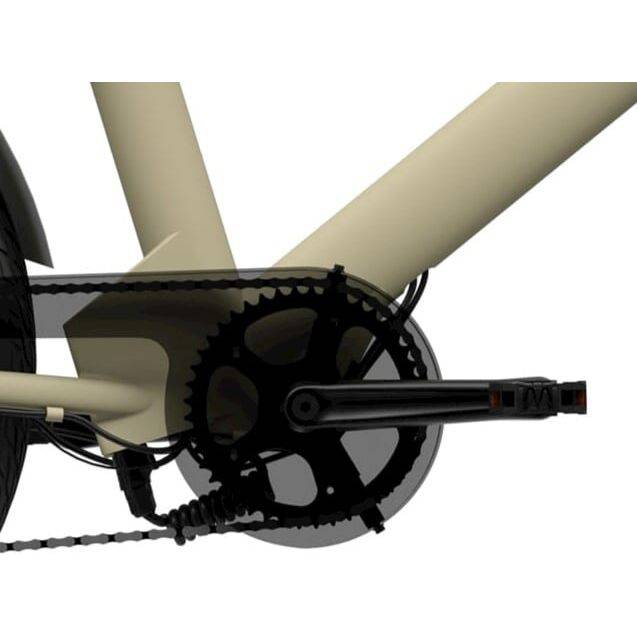 Eovolt stadsfiets crankstel 44T V2 zwart voor 24 inch fietsen, duidelijk zichtbaar op de afbeelding.