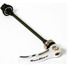 Sunrace snelspanner voor achteras, geschikt voor naafonderdelen, zichtbaar in de afbeelding, zwart en compact ontwerp.