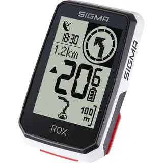Sigma Fietscomputer Rox 2.0 Endurance GPS in wit met scherm en knoppen voor fietsers, geschikt voor lange ritten en trainingssessies