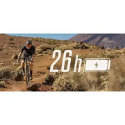 Sigma Fietscomputer Rox 2.0 Endurance GPS in wit, toont het scherm en bedieningsknoppen op de fietscomputer.