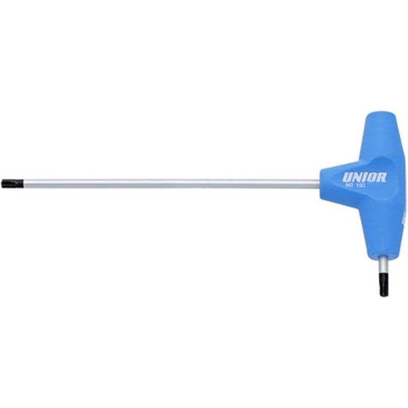 Unior Torxsleutel met T-handle, gereedschap voor schroevendraaiers en bouten, zichtbaar in de afbeelding.