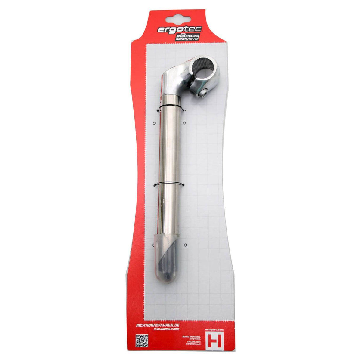 Ergotec stuurpen Cat 230/25.4 van roestvrij staal en aluminium, zichtbaar op de afbeelding.