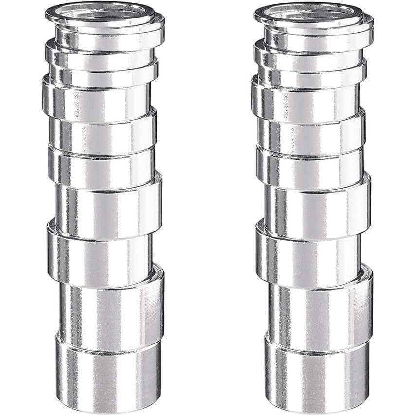 Ergotec Spacerbox 1.1/8 zilver, frameonderdeel, zichtbaar in de afbeelding met de metalen spacer en bevestigingsonderdelen