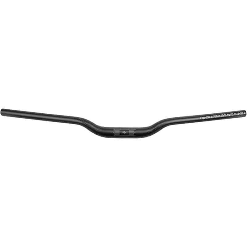 Zwarte Ergotec MTB stuurbocht Ergo XXL 31.8 mm geschikt voor mountainbikes op een witte achtergrond