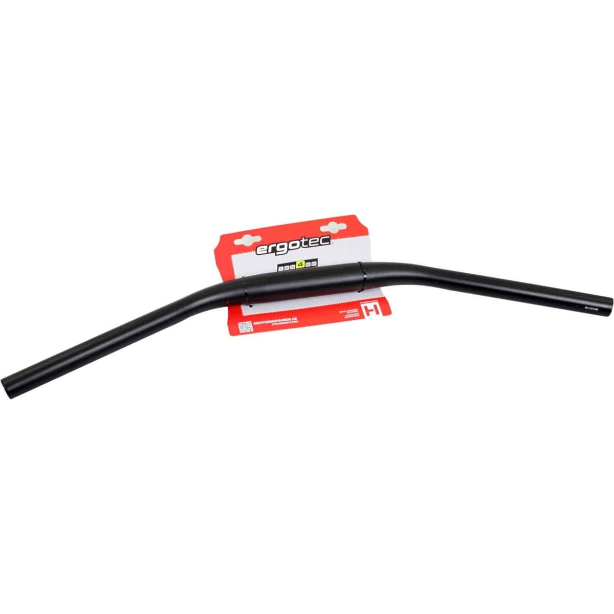 Ergotec Moon MTB stuurbocht van zwart aluminium, 31,8 mm diameter en 23° hoek, geschikt voor mountainbikes.