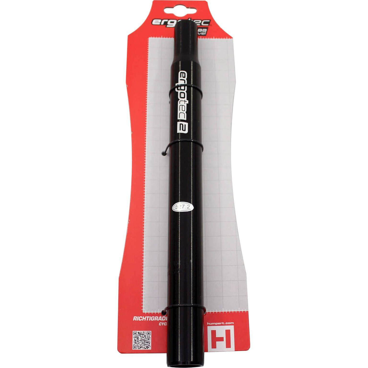 Zwart aluminium Ergotec zadelpen 27,2 x 300 mm, stevig en lichtgewicht voor comfortabele fietssturen.