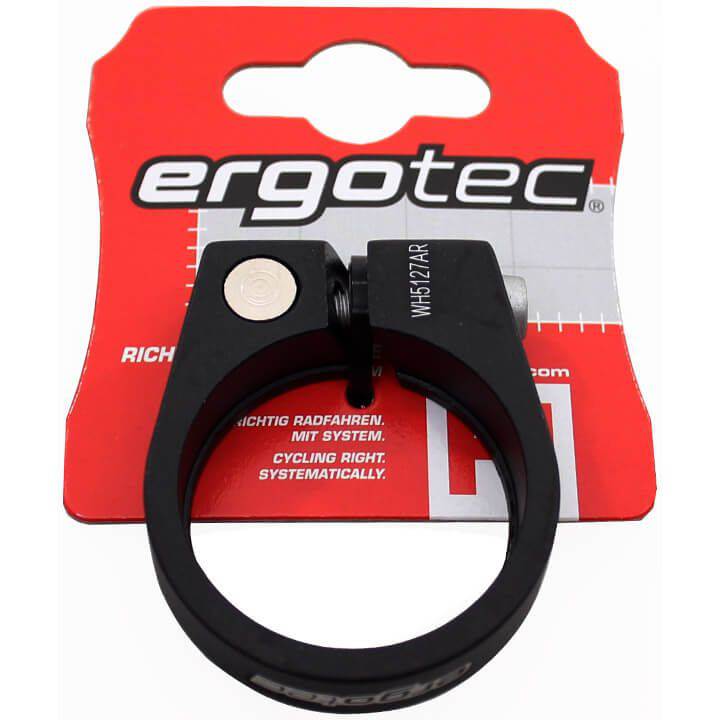 Ergotec Sci-105 zadelpenklem 34.9 mm zwart voor fiets, stevige bevestiging en duurzame constructie, zichtbaar op de afbeelding.
