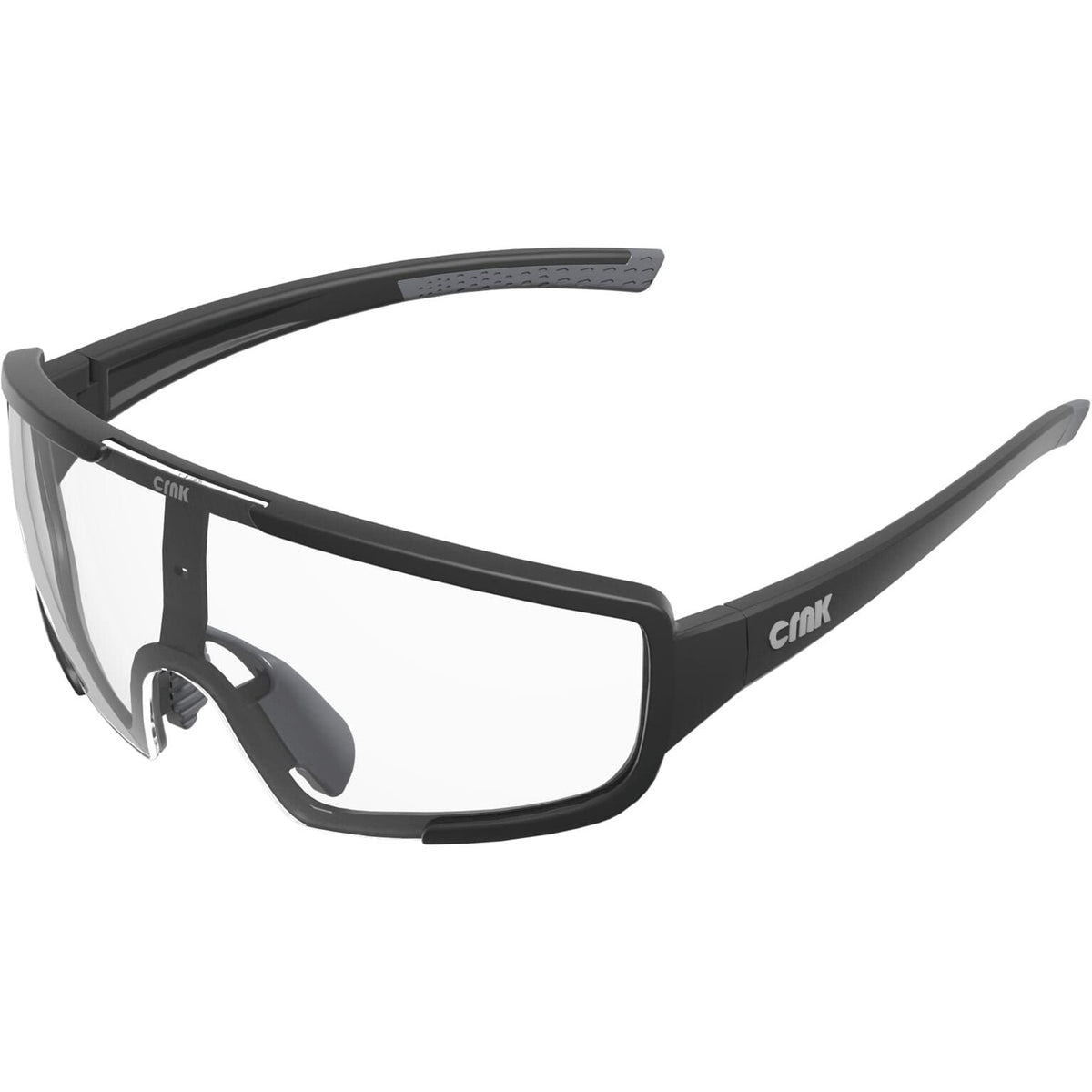 Crnk Hawkeye fietsbril met sportieve frameless stijl en gele lenses, geschikt voor wielrennen en outdoor activiteiten.