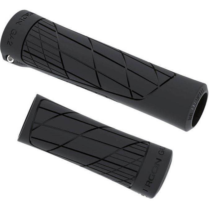 Zwarte Ergon GA2 enkele twist versnellingshandvatten voor fiets, ergonomisch en comfortabel in beeld.