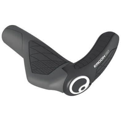 Ergon GS3 Evo handvatten paar voor mountainbiken, ergonomisch ontworpen met rubber grip en schokabsorptie.