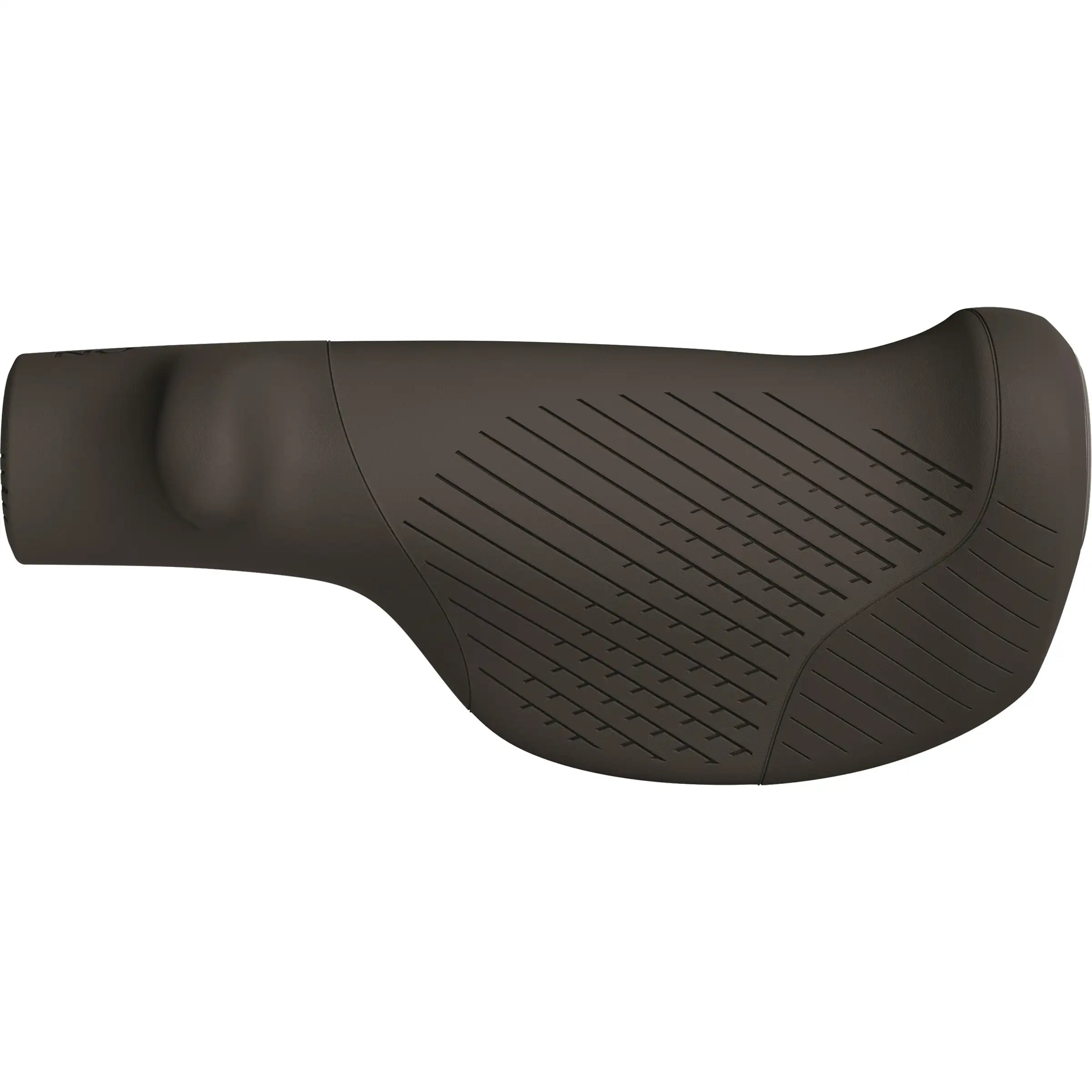 Ergon GT1 handvatten voor fiets, zwart met ergonomisch ontwerp en antislip textuur, zichtbaar op de afbeelding