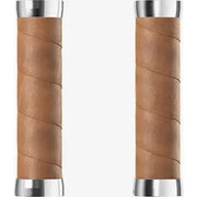 Brooks Slender Leather Handvatten 130mm, stijlvolle leren handvatten voor fietsgebruik, zichtbaar op de afbeelding.