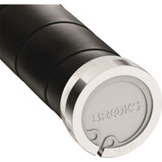 Brooks Slender Leather Handvatten van 100mm voor fiets, zwart leren grips met soepel ontwerp en stevige bevestiging