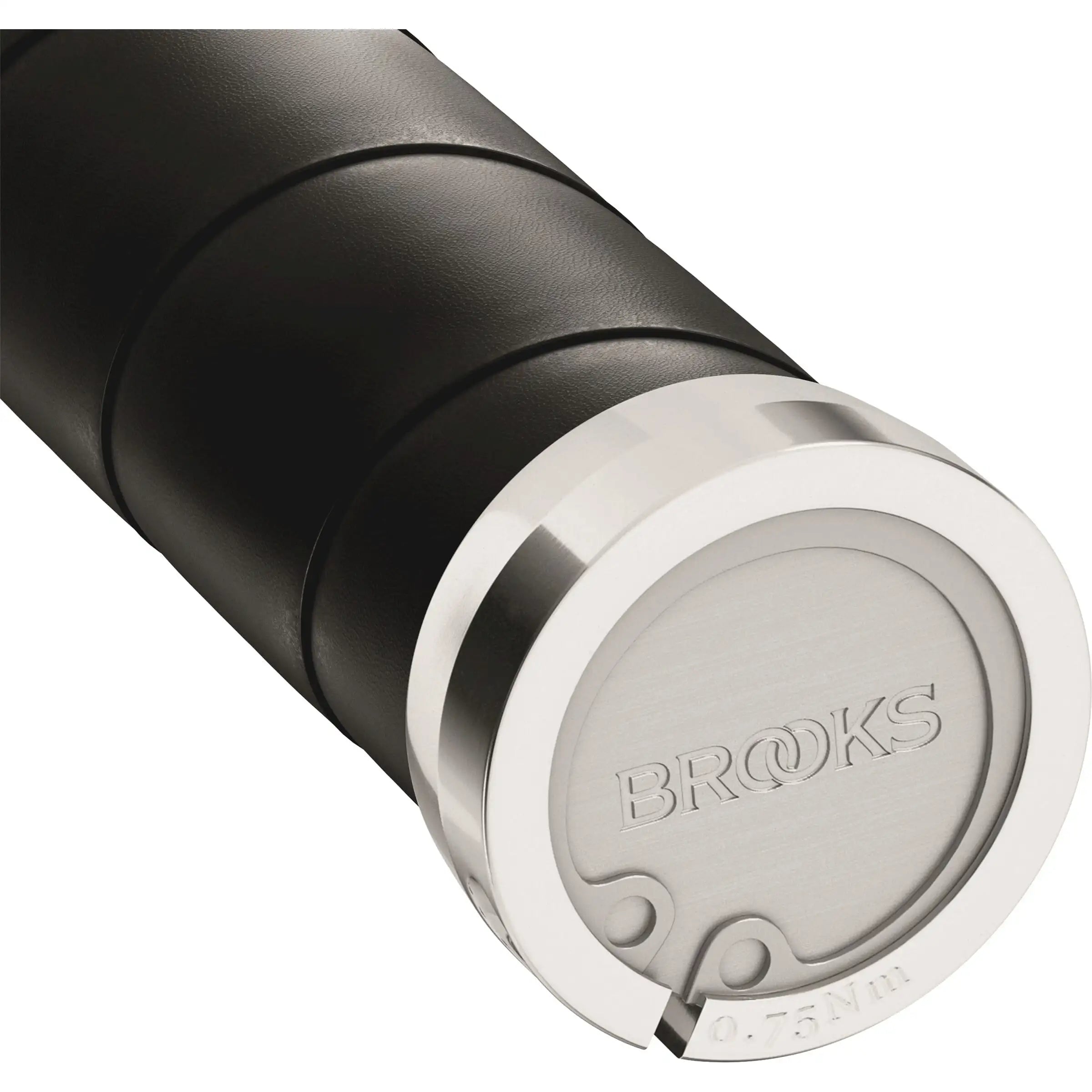 Brooks Slender Leather Handvatten van 100mm voor fiets, zwart leren grips met soepel ontwerp en stevige bevestiging