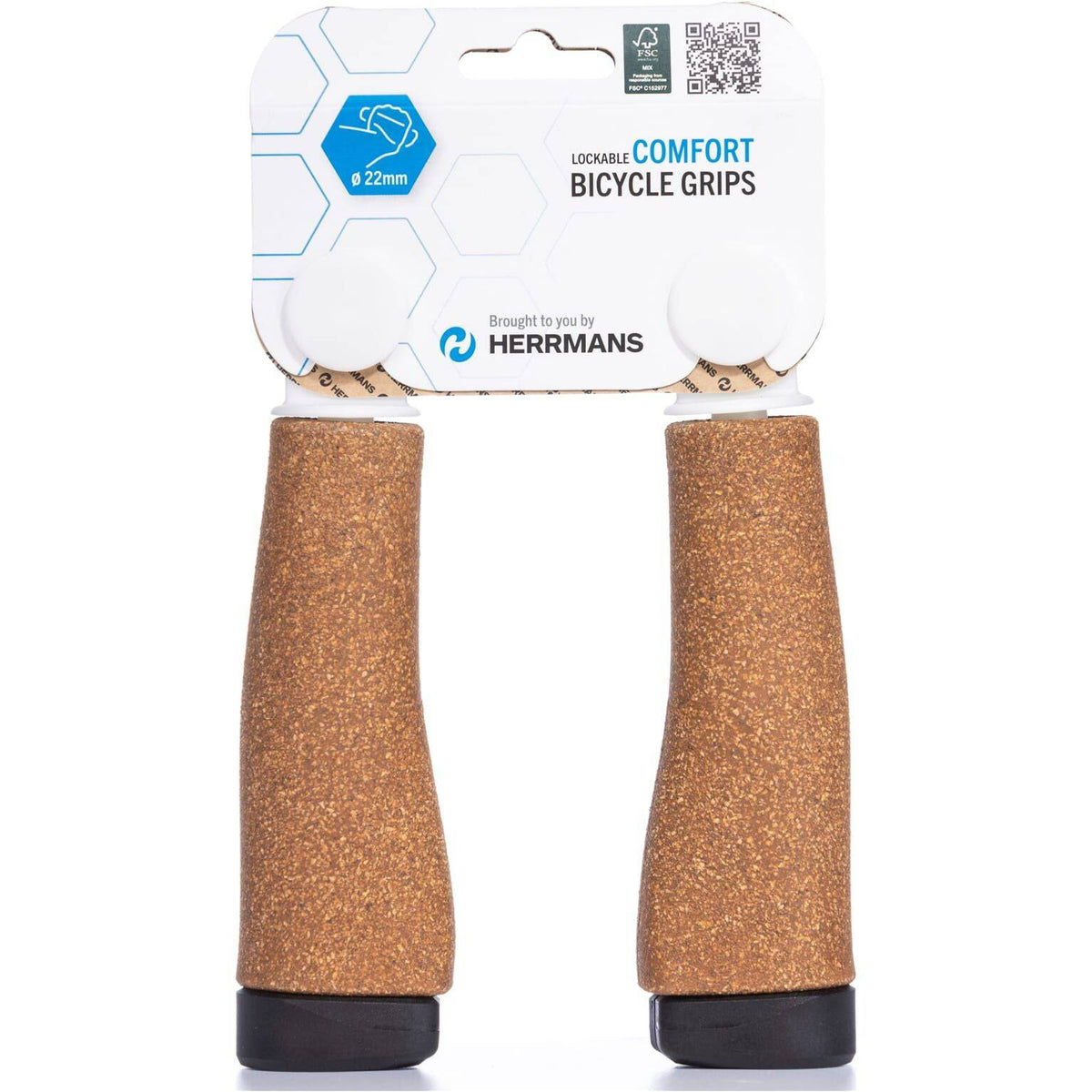 Herrmans Clik DD37 Kurk handvatten, ergonomisch en verstelbaar, geschikt voor fiets of scooter, met comfortabele grip en duurzame materialen.