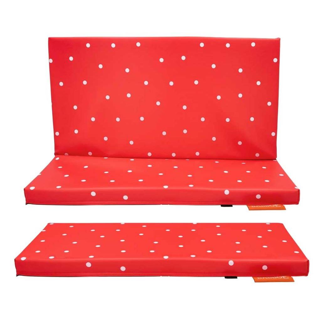 Babboe Big kussenset met kleurrijke patronen voor kinderbakfiets, comfortabel en stijlvol zitcomfort voor kinderen.