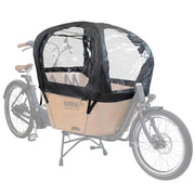 Babboe City bakfietszitje inclusief regenhoes en raampjes, geschikt voor Babboe bakfietsen, beschermt tegen regen en wind.