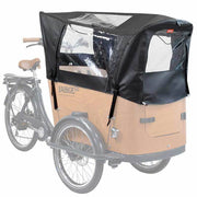 Babboe bakfietsstelenset met zwarte PVC regenhoes voor de Babboe Regentent Go, beschermt tegen rain en wind.