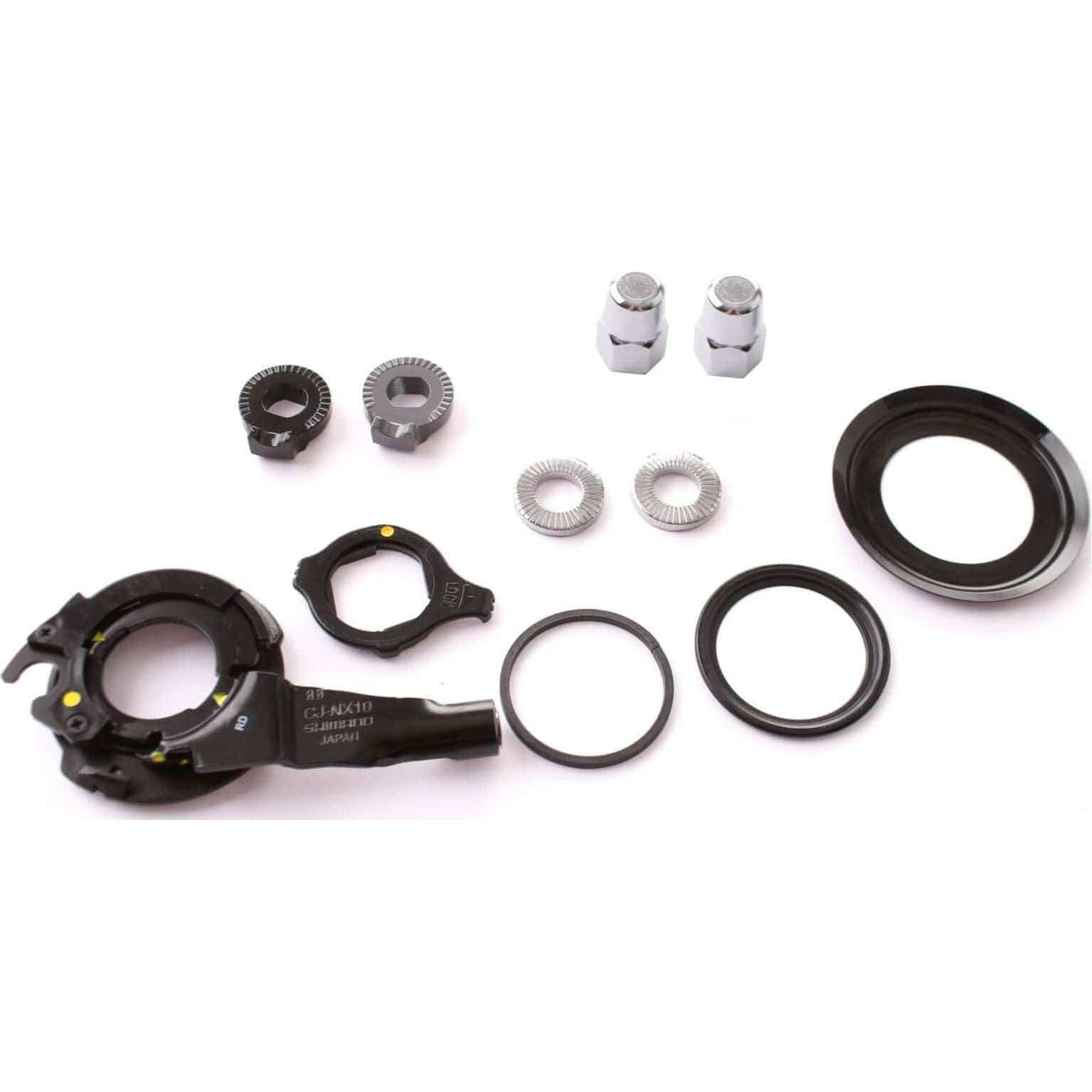 Zwart Shimano 7R45 staal montuurset met 9 delen, overige naafonderdelen voor fietsen, zichtbaar in de afbeelding