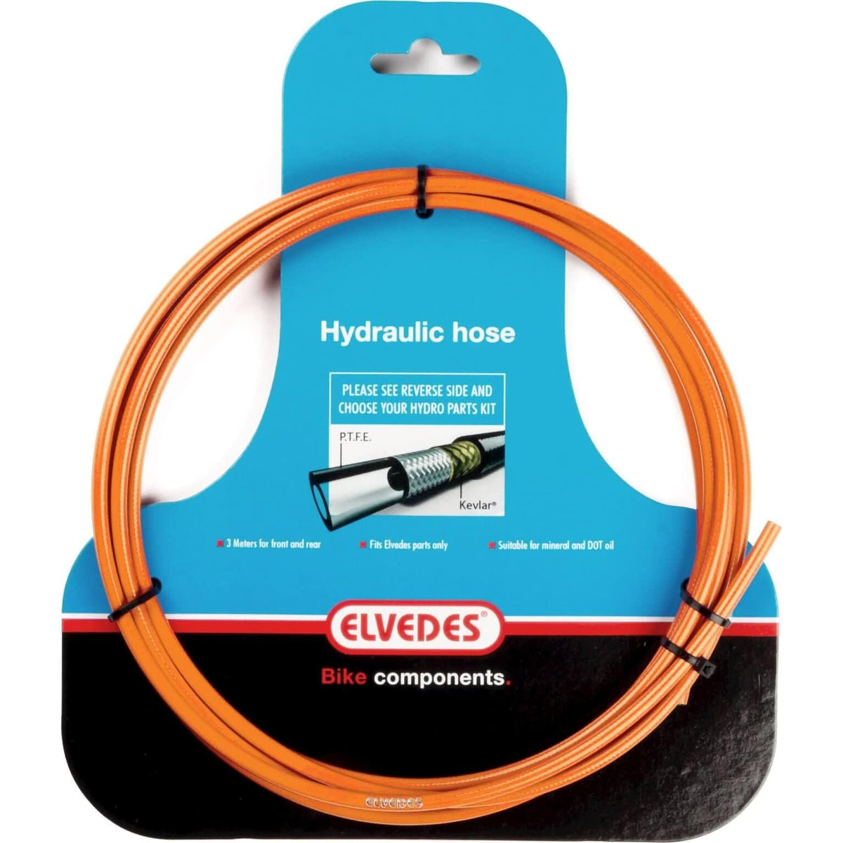Elvedes Hydro Leiding 3M Oranje remkabels voor fietsen, rubberen remkabel met oranje kleur en flexibele constructie.