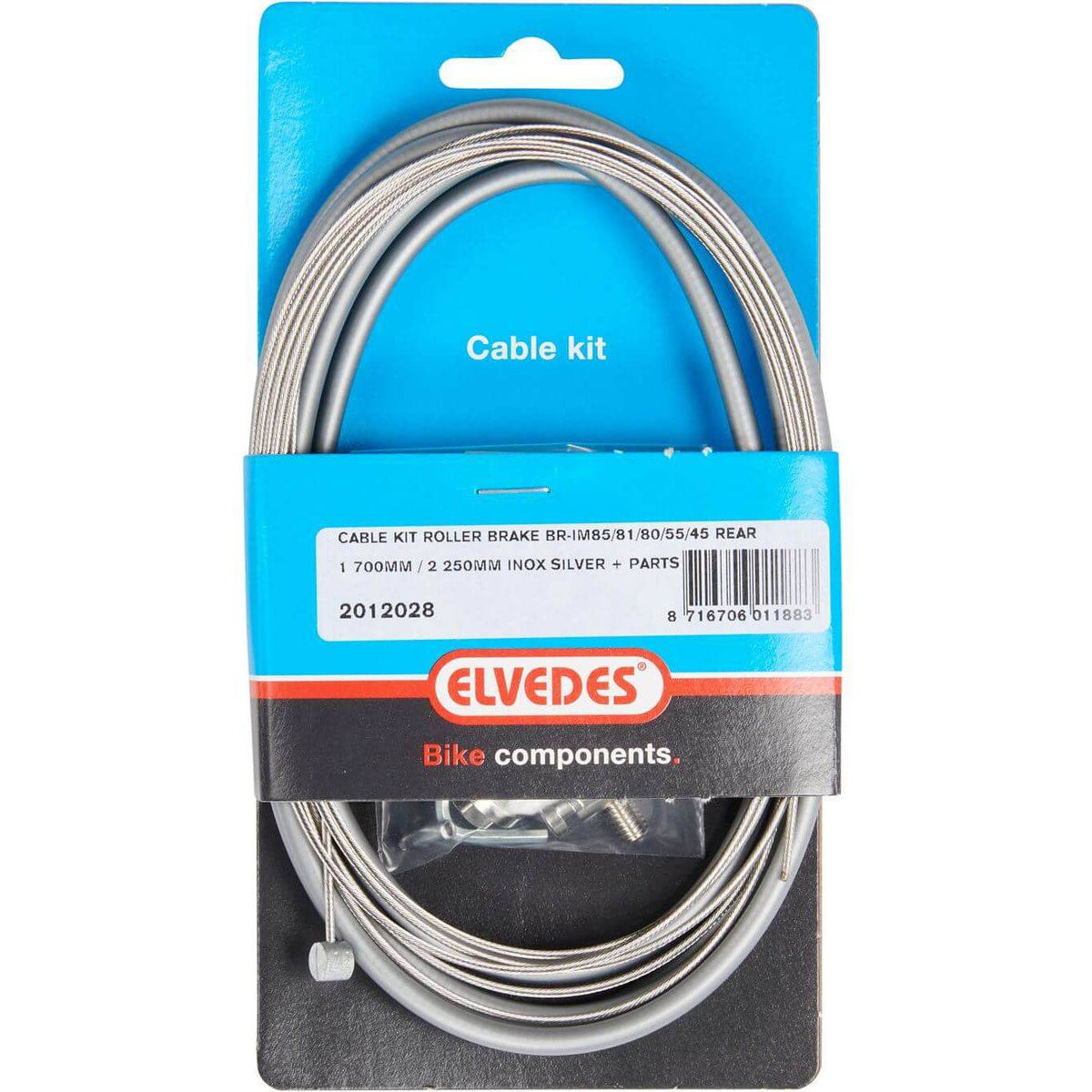 Elvedes remkabel achter voor rollerbrake, zilver, geschikt voor Br-Im85/81/55/45, onderdeel van universele kabels en kabeldelen