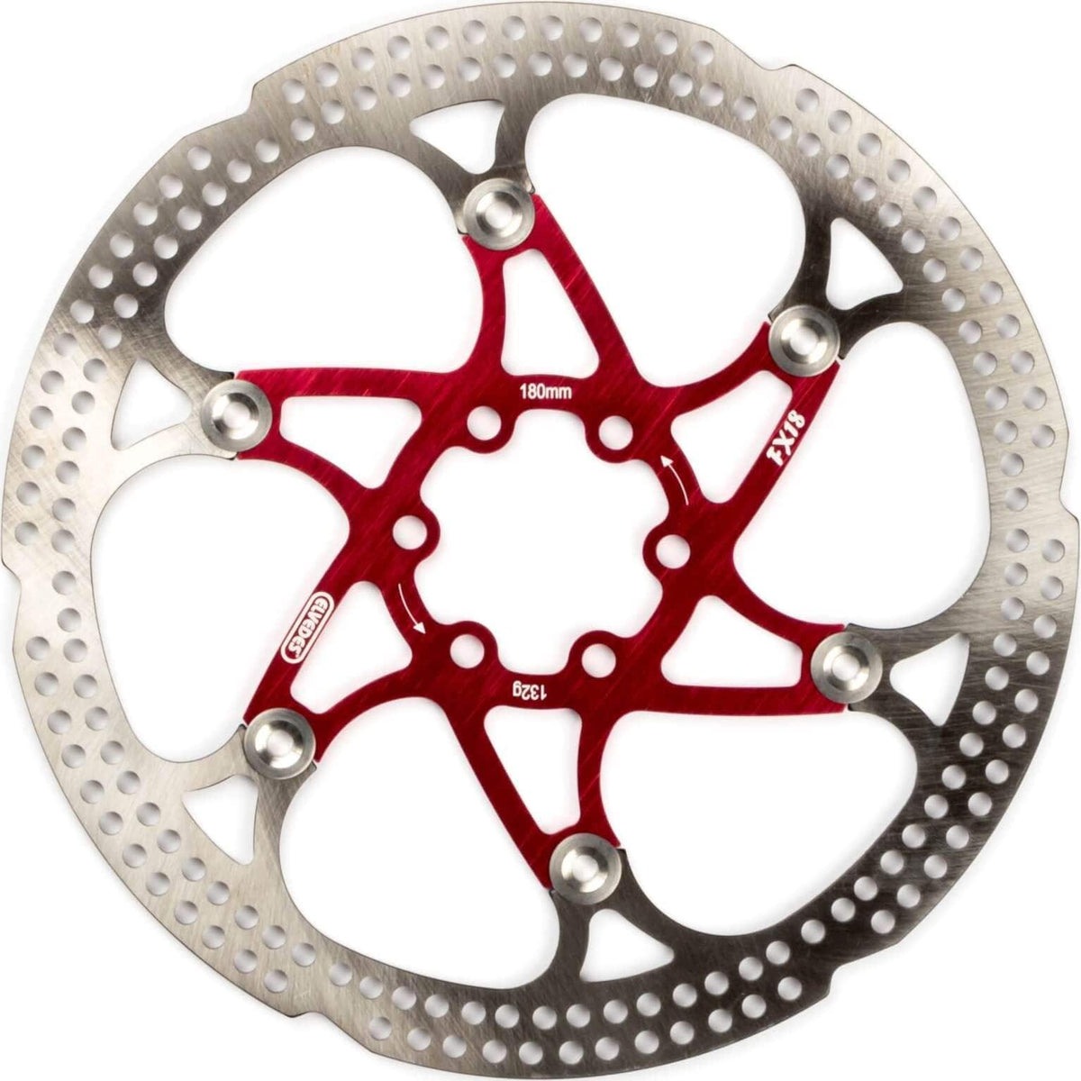 Elvedes remschijf floating 180mm rood, duurzame remonderdelen voor fietsremmen, zichtbaar in de afbeelding.