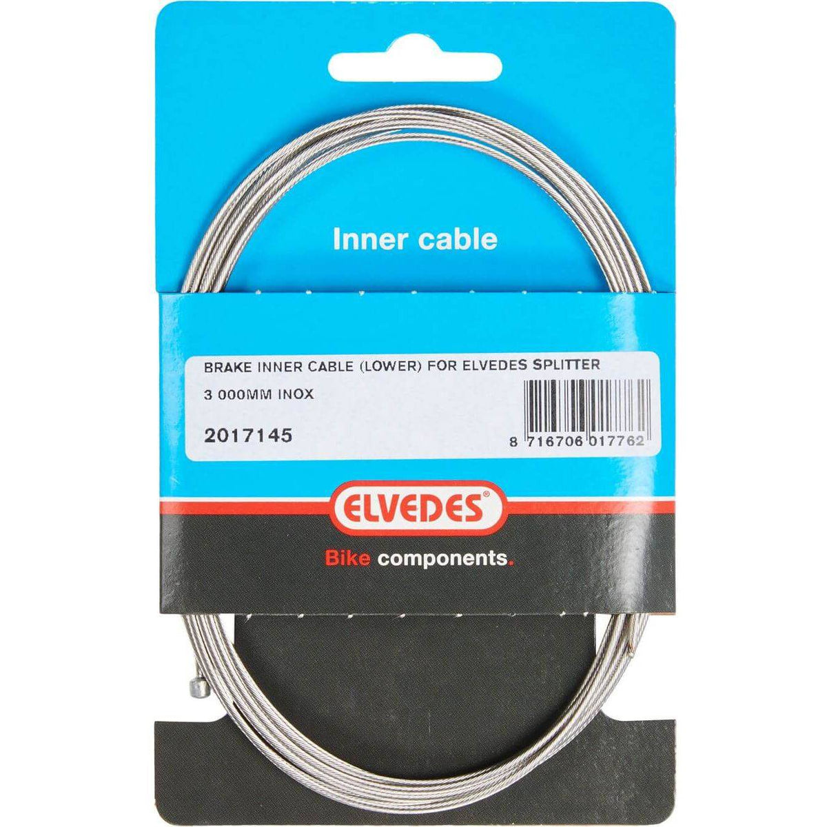 Elvedes Rem binnenkabel RVS onder 3 meter voor splitter, fietsremkabel met duurzame roestvrijstalen bekleding.