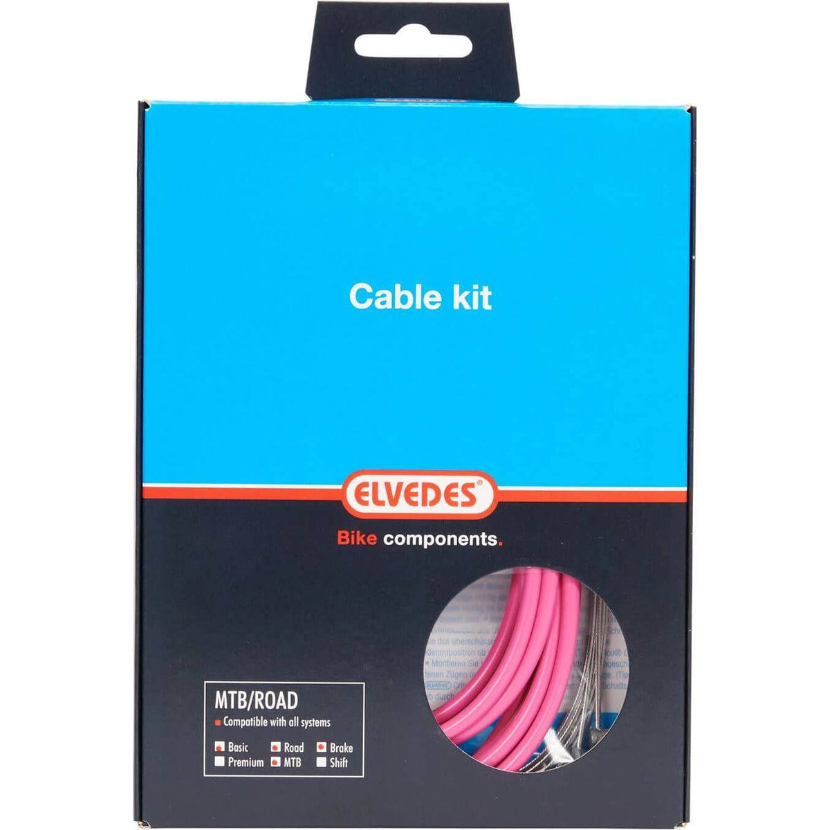 Elvedes remkabel kit voor ATB en racefietsen, roze kleur, inclusief remkabels en benodigde onderdelen