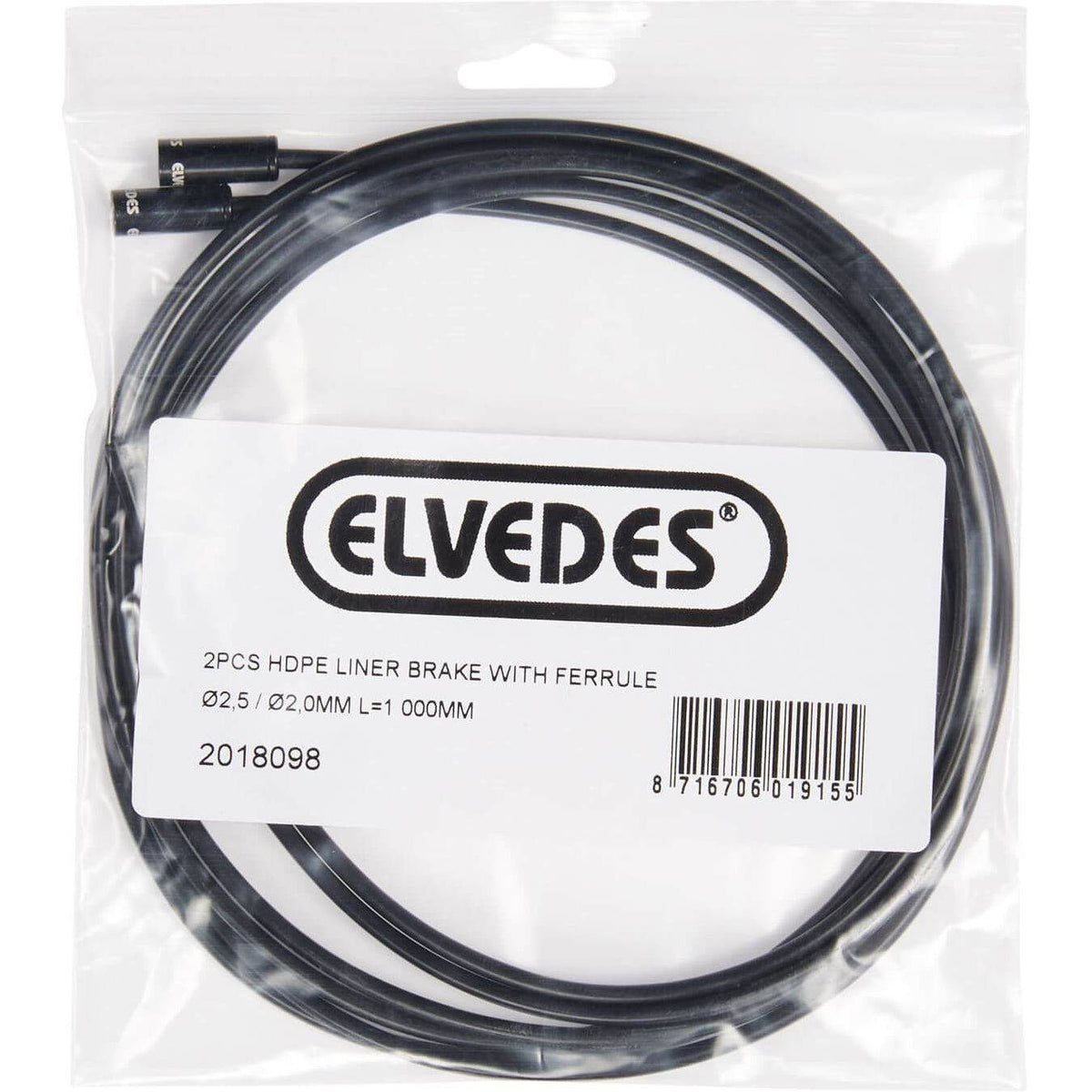 Elvedes inliner remkabels met ferrules, 2,5/2,0 mm, 1 meter, voor remsystemen in fietsen