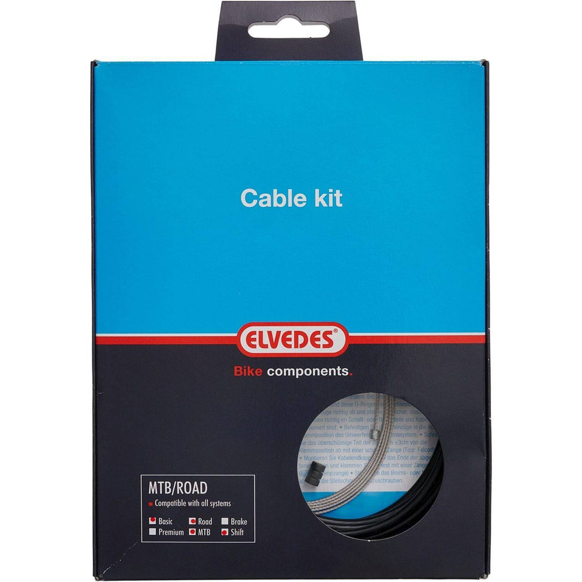 Elvedes schakel kabel kit zwart met versnellingskabels voor fiets, inclusief bevestigingsmateriaal en connectoren