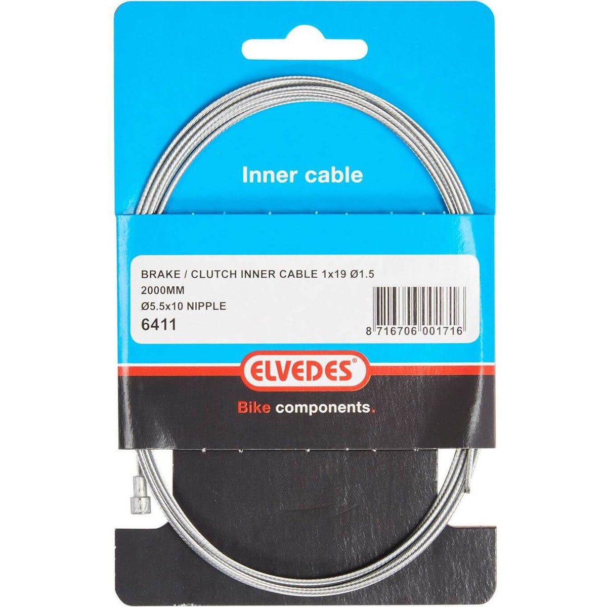 Elvedes Rem Binnenkabel Peernippel 5.5x10 voor fiets, close-up van de metalen binnenkabelnippel op een fiets onderdeel