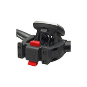 Zwarte KLICKfix CC 100 stuuradapter voor e-bike, geschikt voor Ø 22-26 mm en Ø 31,8 mm stuurbuizen, fietstas en accessoire.