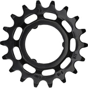 Zwart KMC Shimano 1/8" Chromoly tandwiel met stevige tanden, geschikt voor racefietsen en mountainbikes.
