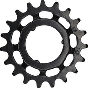 Zwart KMC Shimano 1/8" Chromoly tandwiel voor fietsen, zichtbaar met zwarte tanden en bevestigingsgaten.