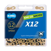 KMC X12 12-speed ketting met 126 schakels, waxed, geschikt voor high-performance fietsen, zwart en robuust ontwerp