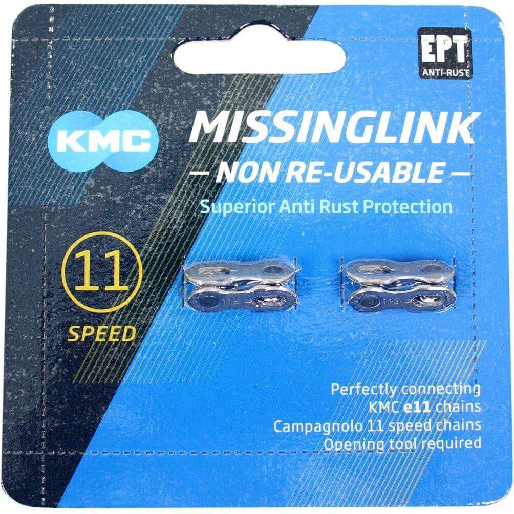 KMC NR EPT 11-speed missing link, niet herbruikbaar, 5,5 mm, voor kettingen, geschikt voor fietsketting, twee stuks zichtbaar