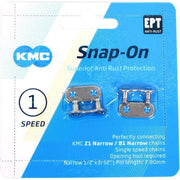 KMC Snap-On Narrow EPT kettingschakels in zilver, 1/2" x 3/32", set van 2, voor fietskettingen, eenvoudig te installeren.