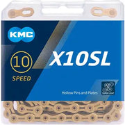 KMC X10Sl SL-TI-N 10-speed ketting voor 11-speed fietsen, goudkleurig, super licht en flexibel met 114 schakels