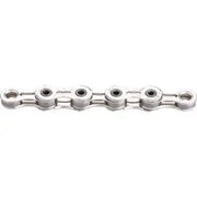 Zilveren KMC X10SL 10-speed ketting met 114 schakels, lichtgewicht en geschikt voor 11/128 derailleur.