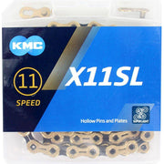 KMC X11SL 11-speed ketting met dubbele X-Bridge voor soepele schakeling en duurzame prestaties.