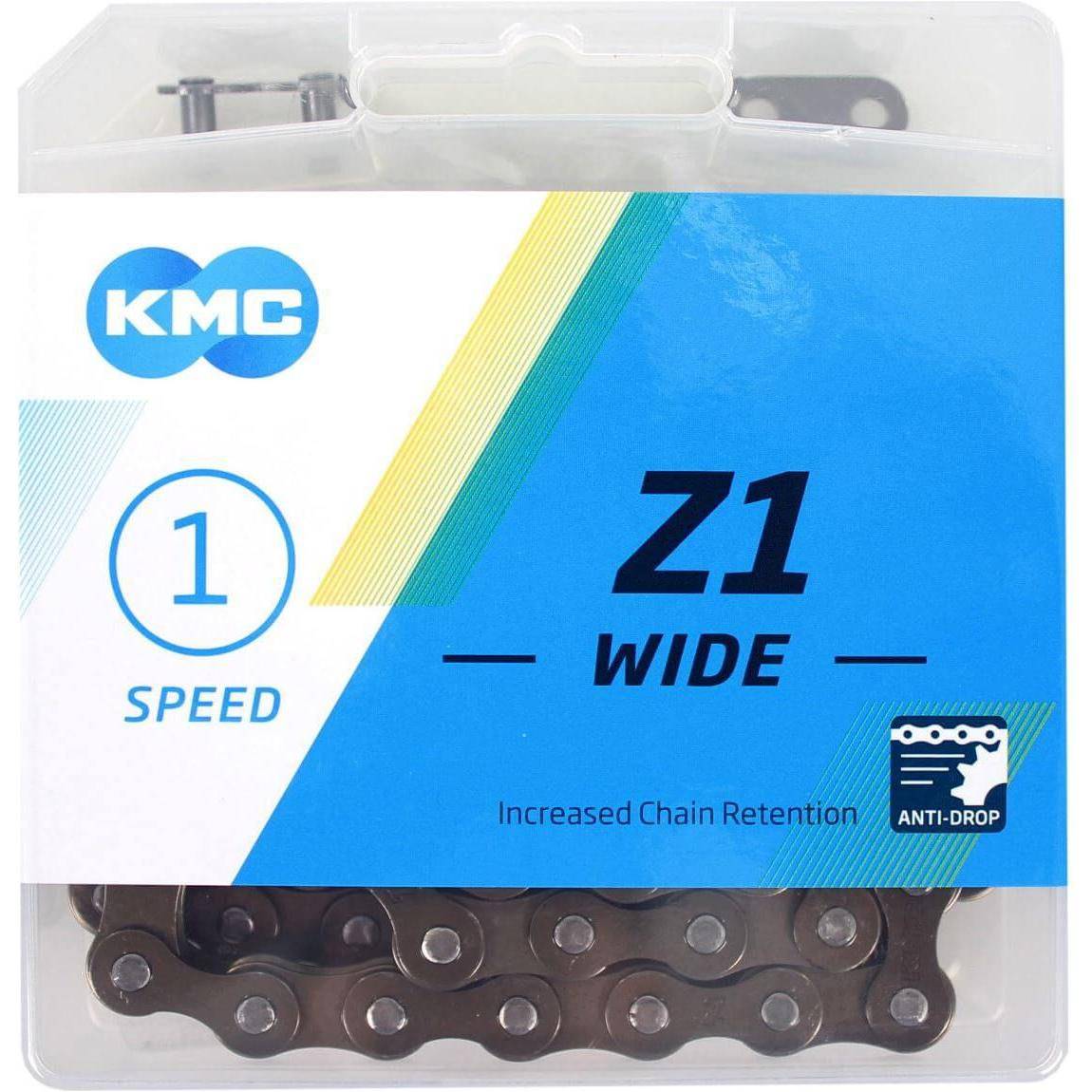 KMC Z1 Wide single speed ketting in bruin, 112 schakels, geschikt voor fietsen met 1/2" x 1/8" aandrijving