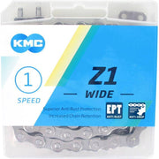 KMC Z1 Wide EPT 1/2 x 1/8 inch ketting met 128 schakels voor single speed fiets, zwart en robuust ontwerp