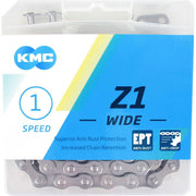 KMC Z1 Wide EPT ketting voor single speed fietsen, donker zilver, 112 schakels, 1/2" x 1/8" lengte.